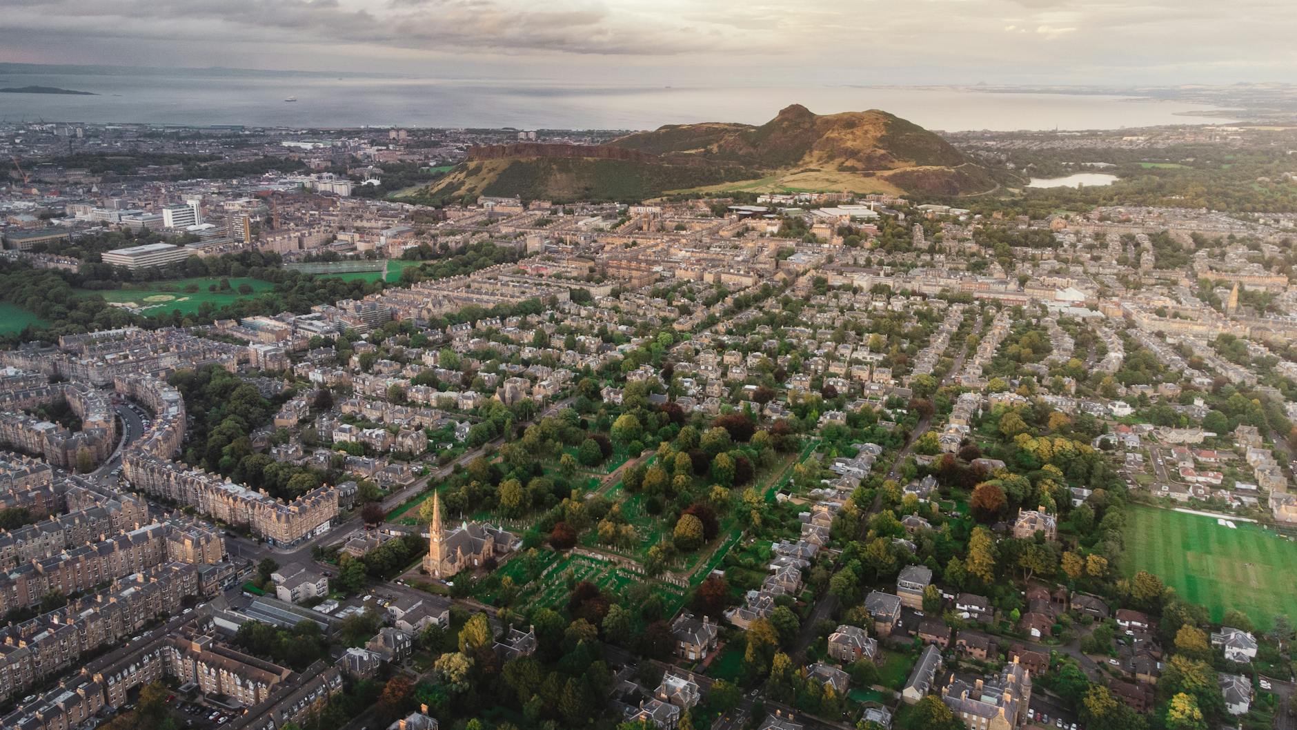 Edinburgh skyline aerial view