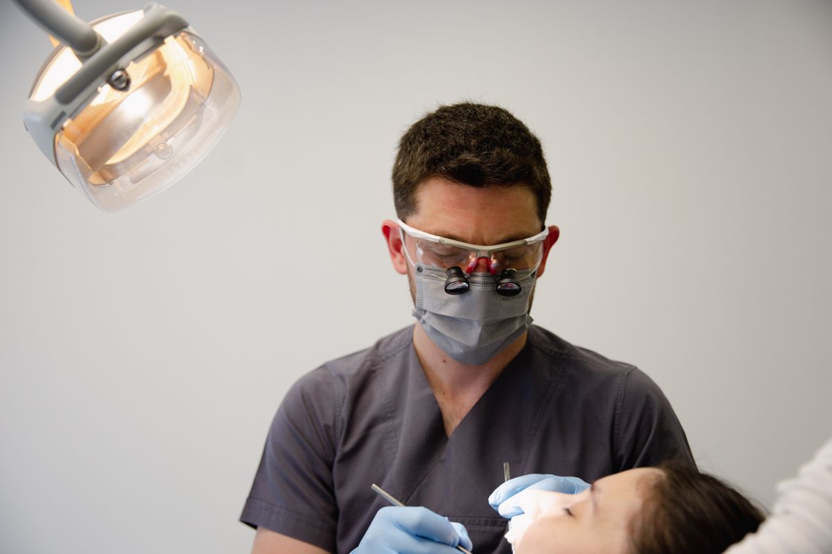 Edinburgh dentist examining a patient during a routine dental appointment