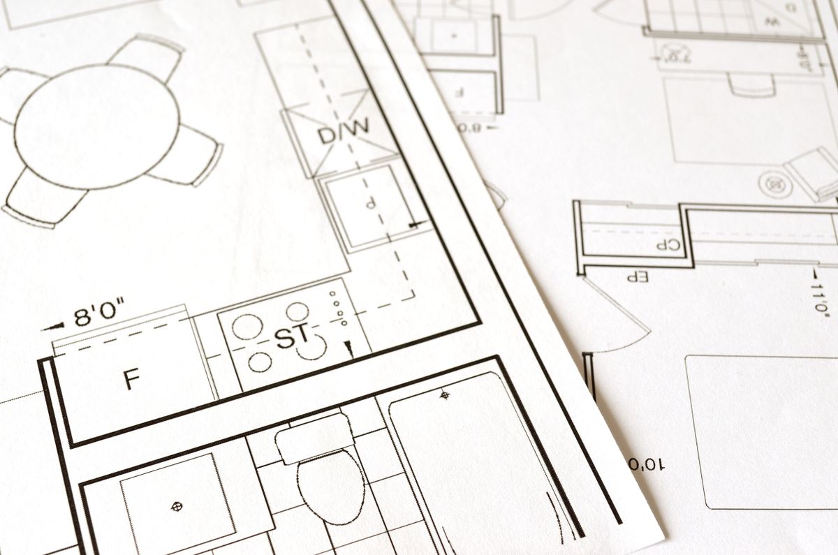 Architectural floor plan drawing used for a new home build
