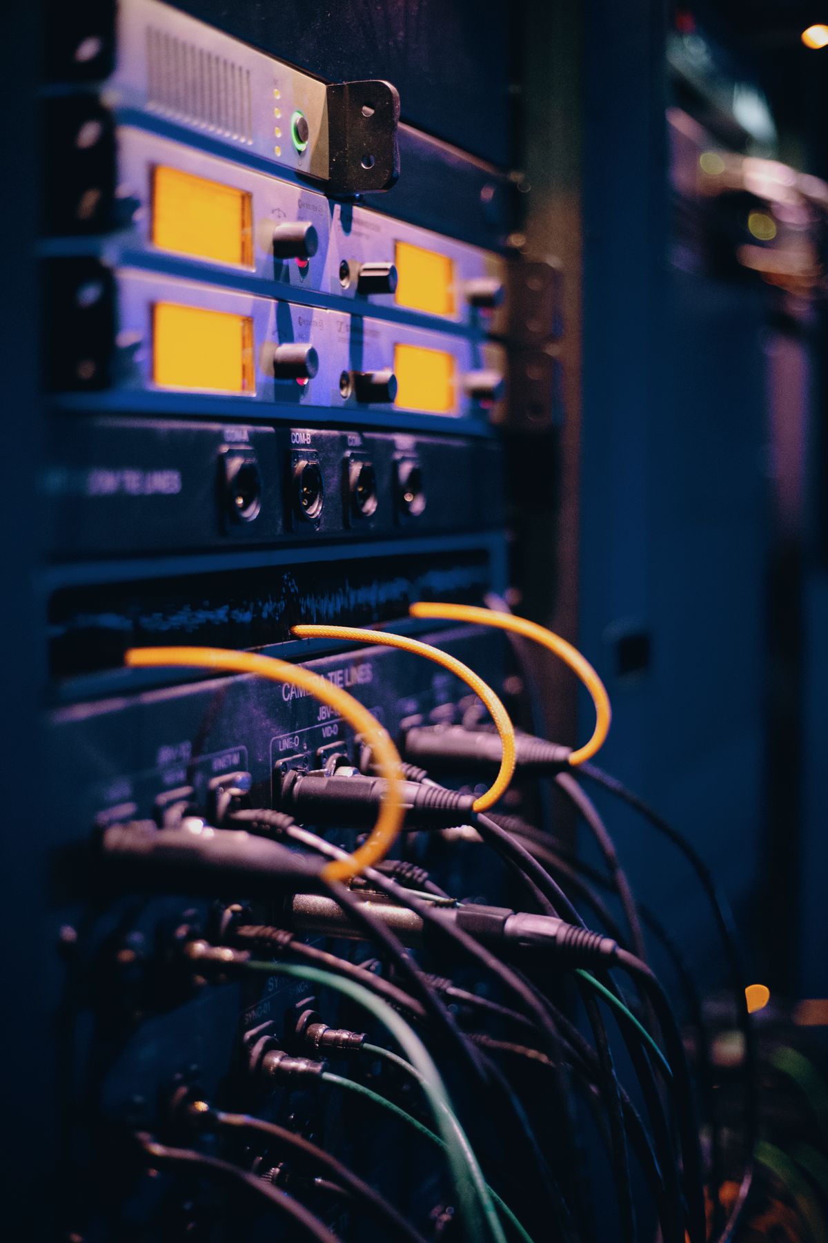 Data centre server racks used by a managed service provider to host client infrastructure and backups