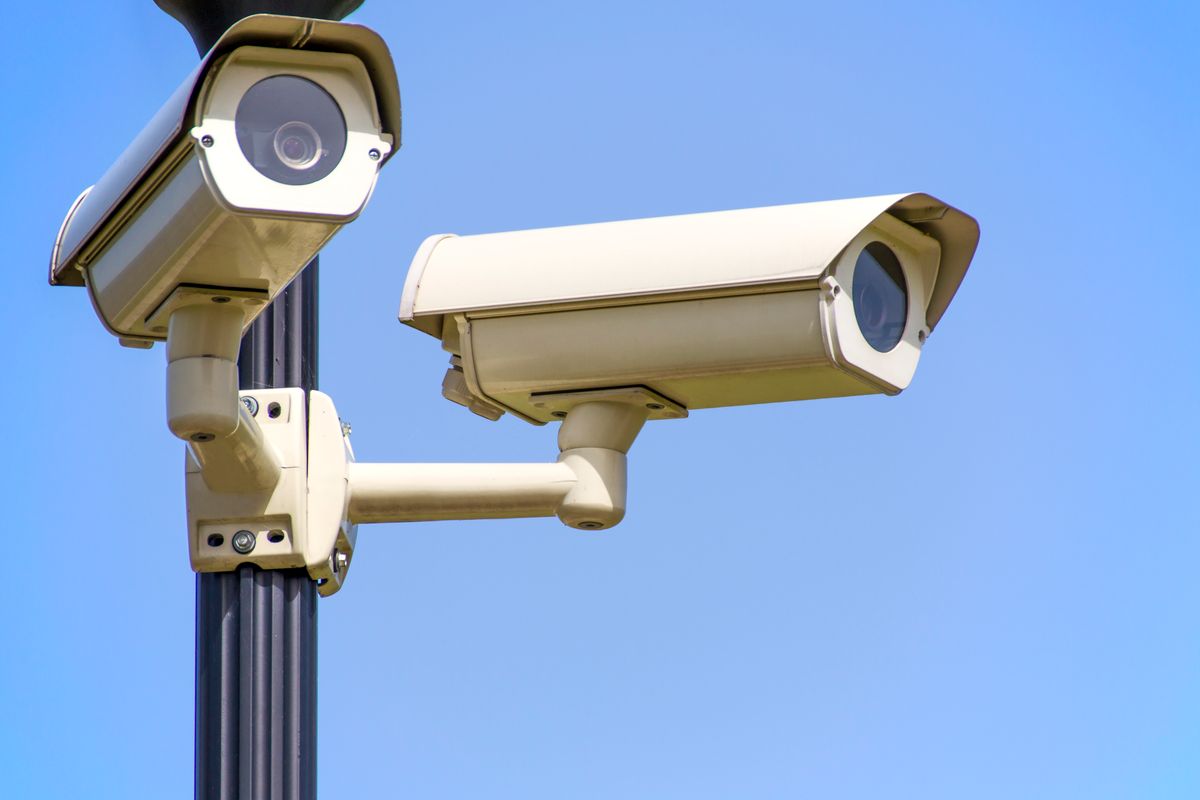 CCTV security camera mounted outdoors for site surveillance