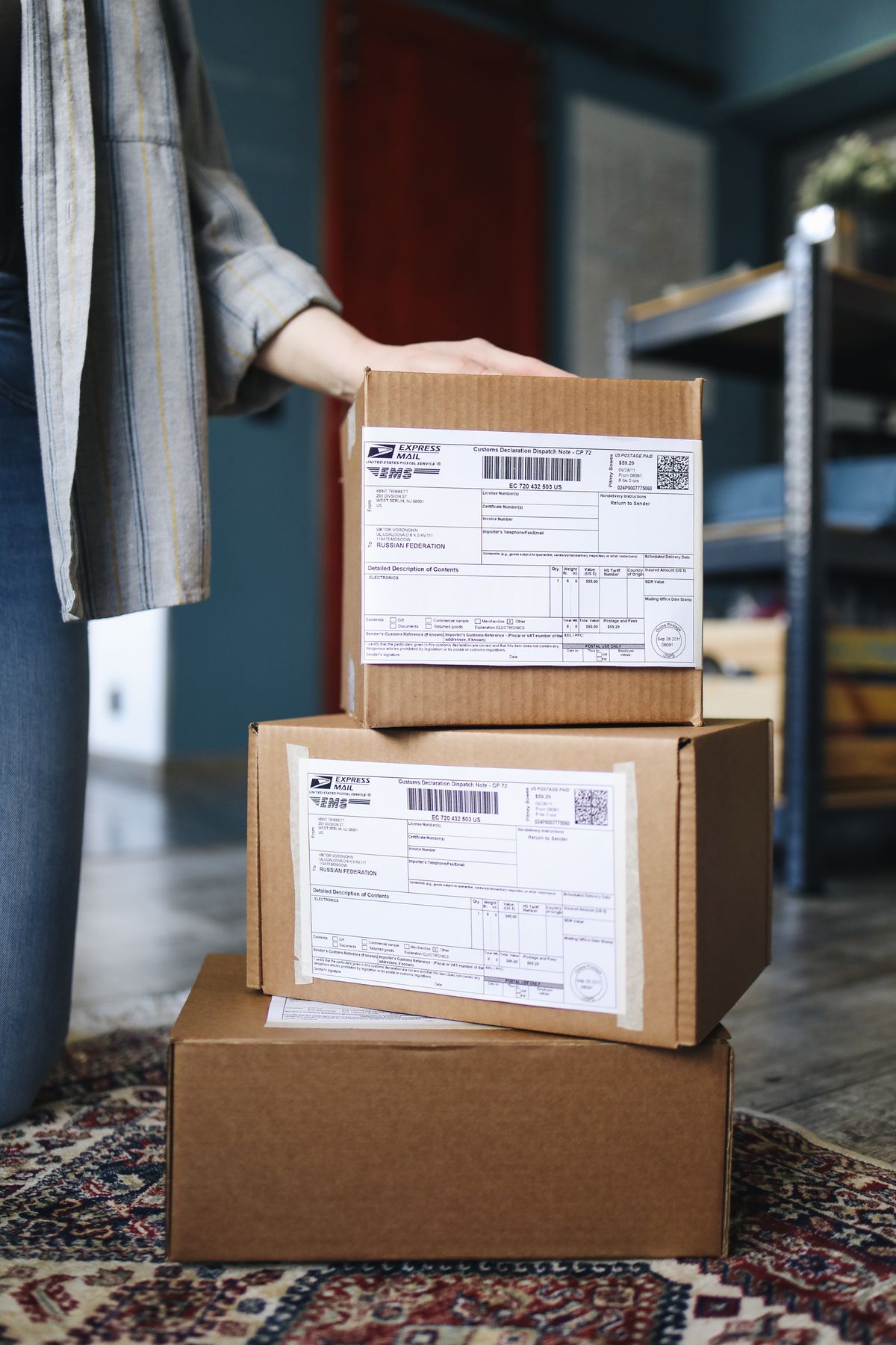 Rows of packaged boxes staged for same-day dispatch by an ecommerce fulfilment team